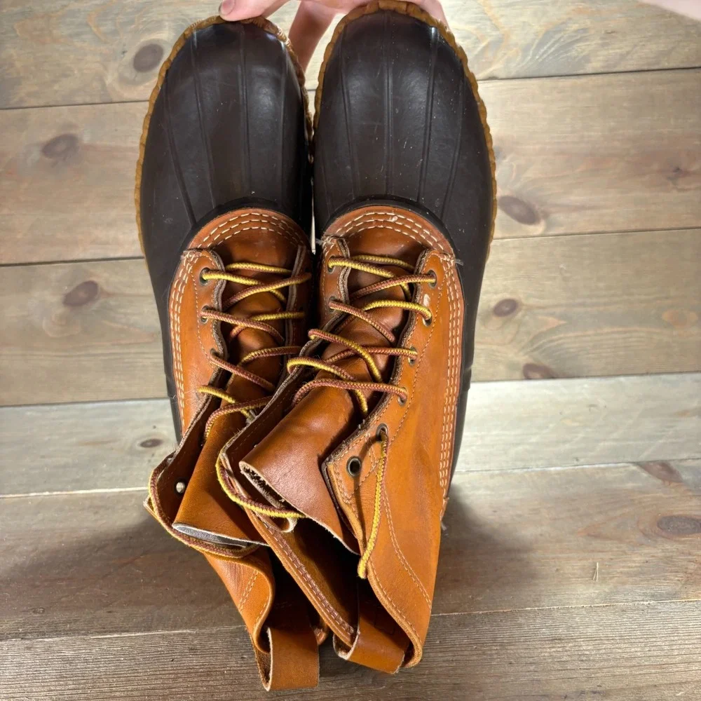 LL Bean Boots Mens size 10 shoes Brown Leather Waterproof Lace Up boots